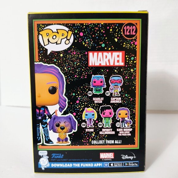 Pop! Marvel - Kate Bishop w/ Lucky the Pizza Dog (Blacklight) #1212 (Target Exc) - Picture 3 of 6
